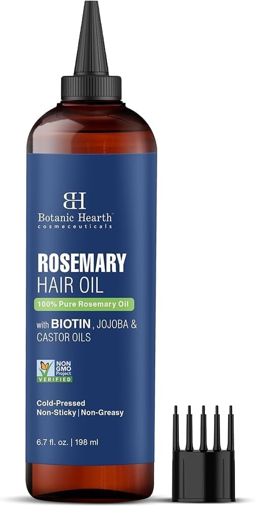 Botanic Hearth Hair Oil for Growth & Thickening - Rosemary, Biotin, Castor & Jojoba for All Hair Types, 6.7 Fl Oz