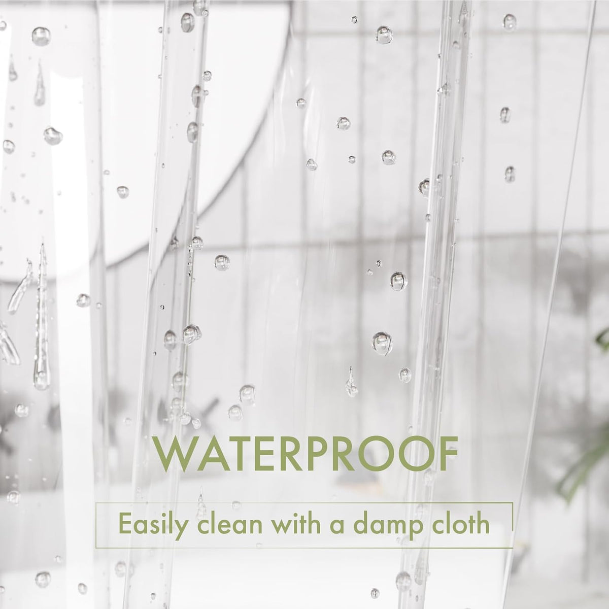 AmazerBath Clear Waterproof Shower Curtain Liner for Dry Bathrooms with Magnets & Grommets