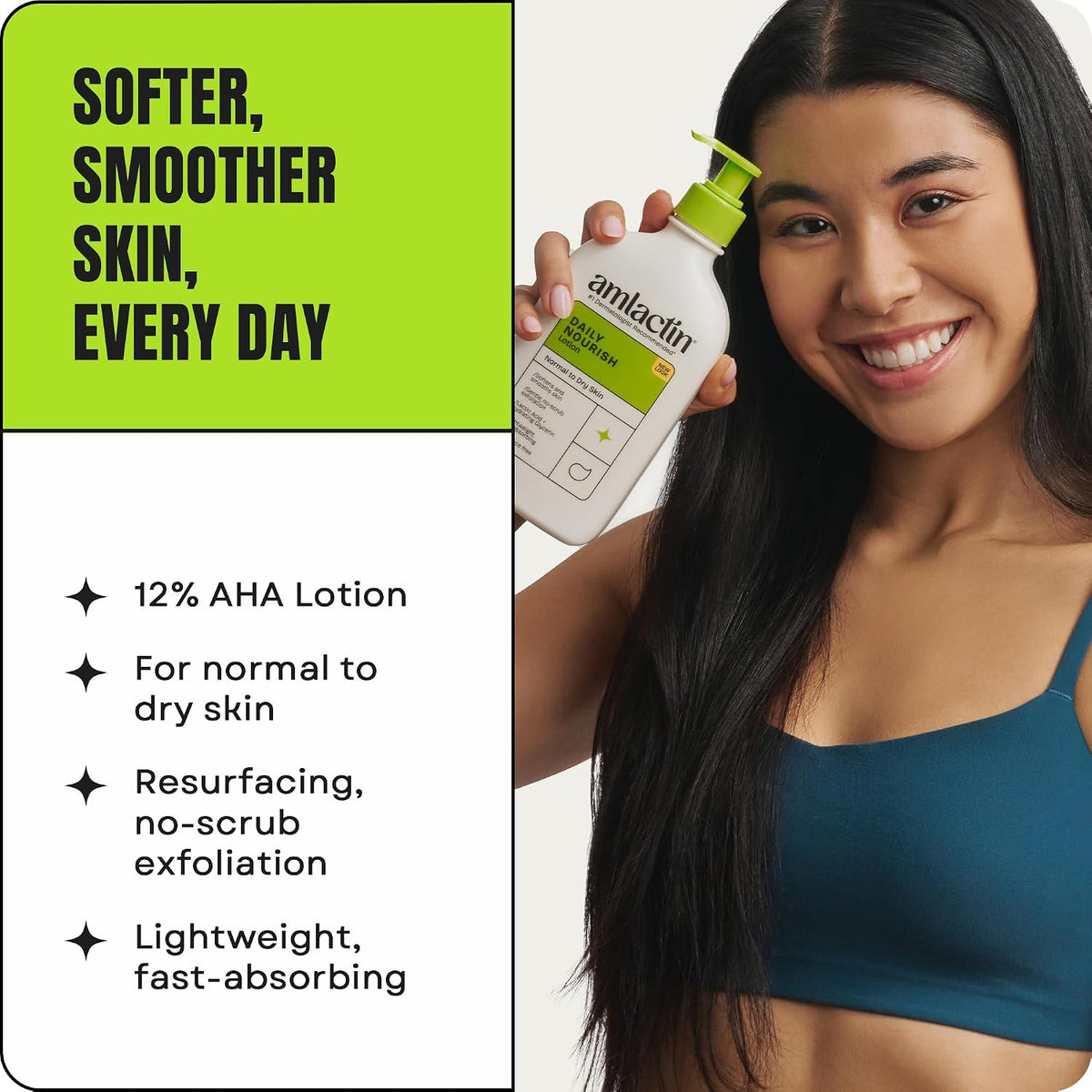 AmLactin Daily Nourish Lotion - 12% Lactic Acid Moisturizer for Dry Skin