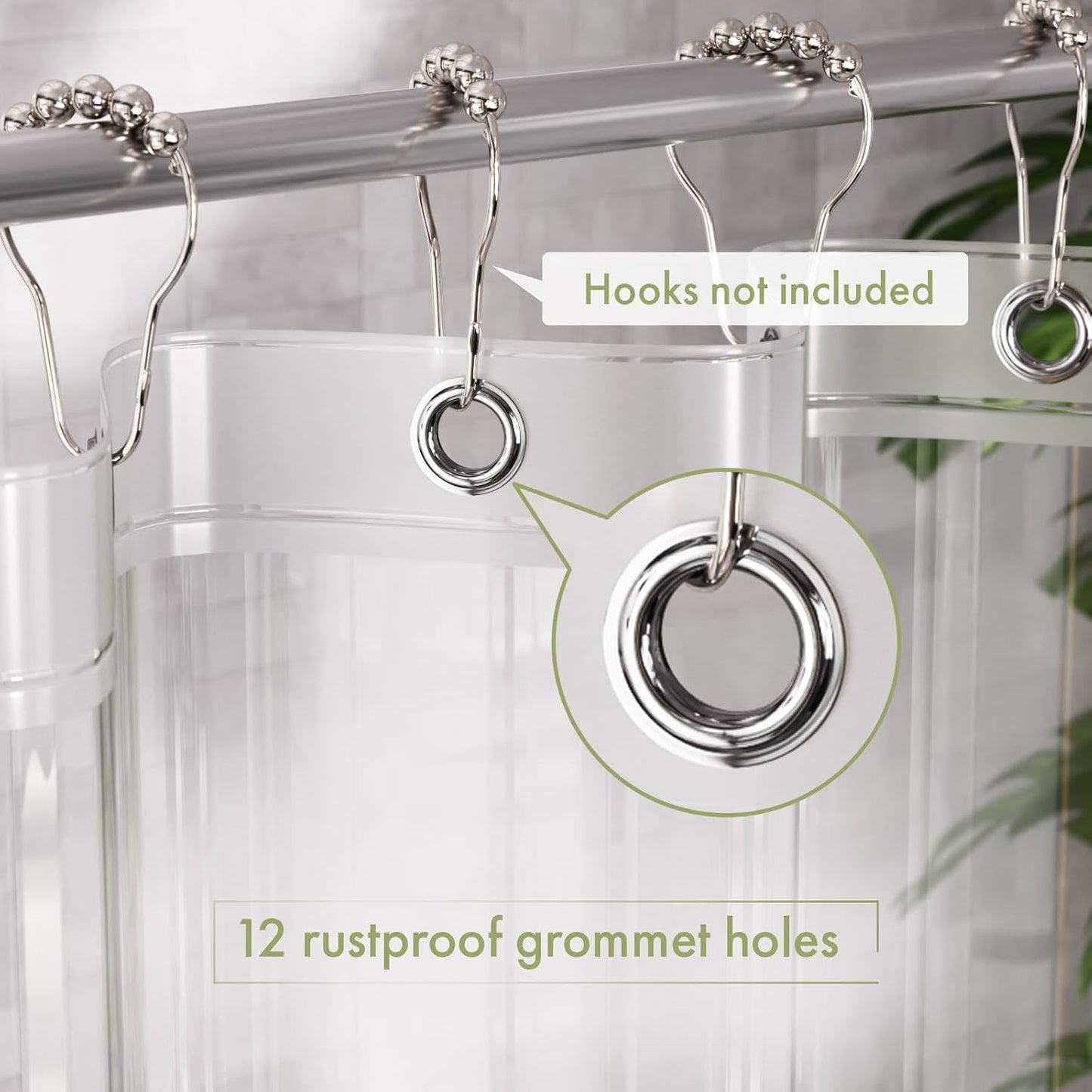 AmazerBath Clear Waterproof Shower Curtain Liner for Dry Bathrooms with Magnets & Grommets