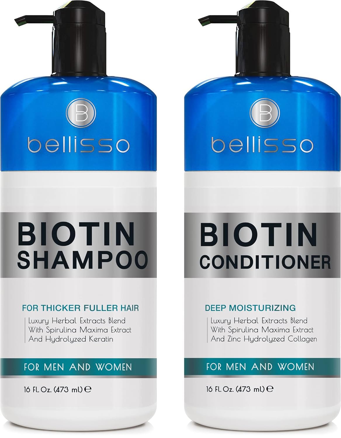Belliesso Biotin Shampoo & Conditioner Set - Thickening Volumizing Treatment for Thinning Hair