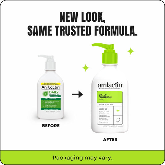 AmLactin Daily Nourish Lotion - 12% Lactic Acid Moisturizer for Dry Skin