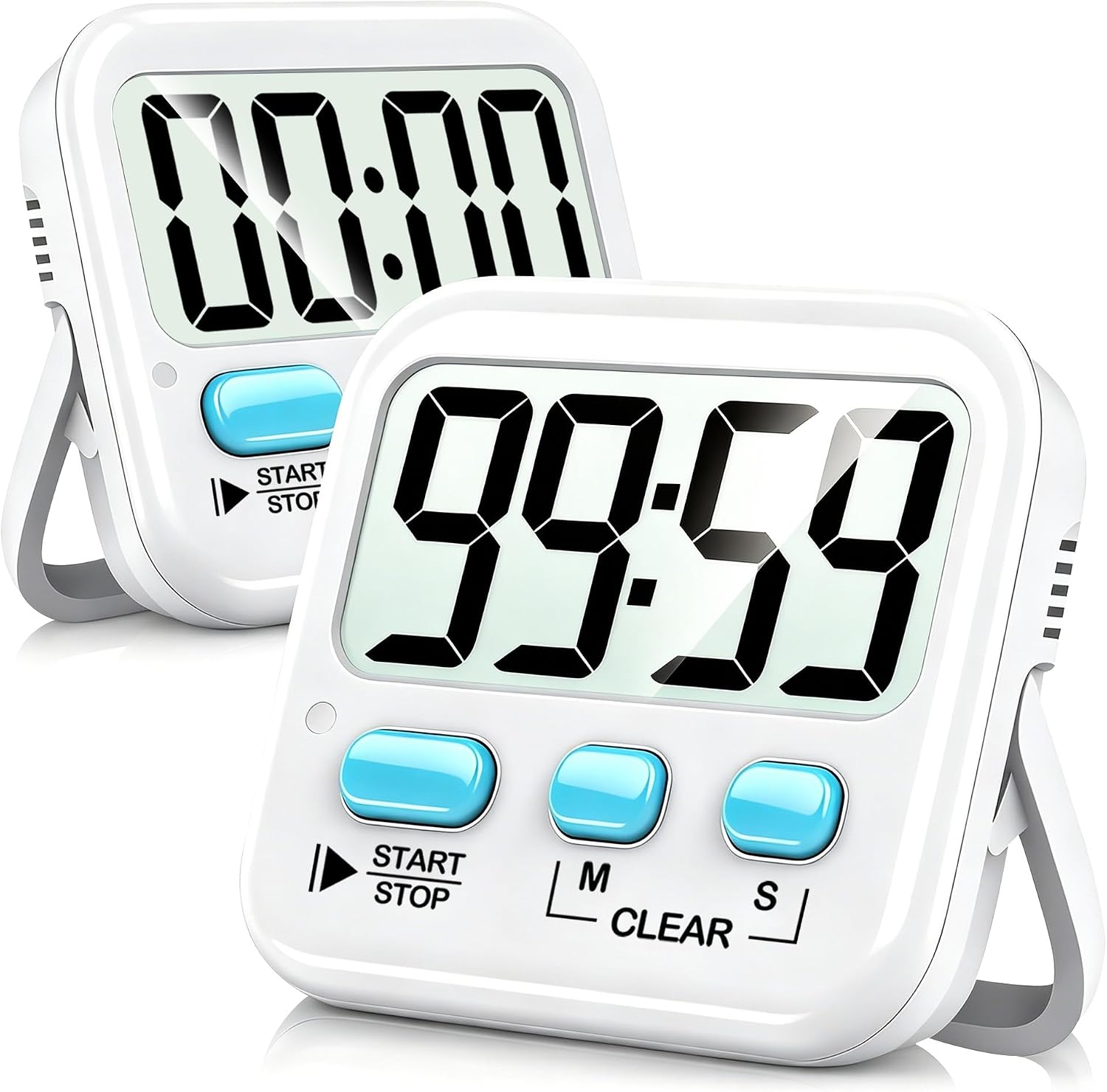 Antonki 2-Pack Digital Timer for Kids & Kitchen Cooking - Loud/Silent Countdown