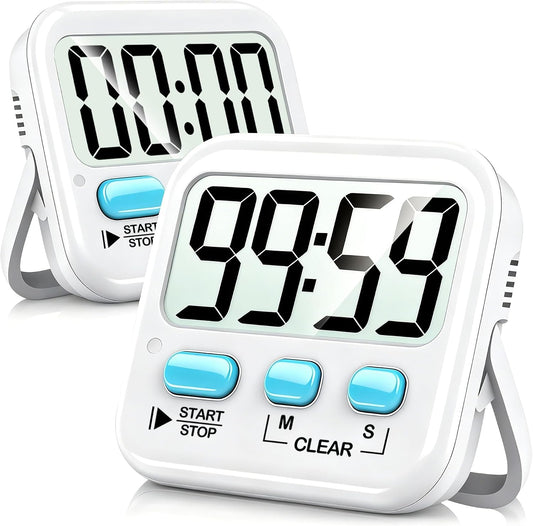 Antonki 2-Pack Digital Timer for Kids & Kitchen Cooking - Loud/Silent Countdown