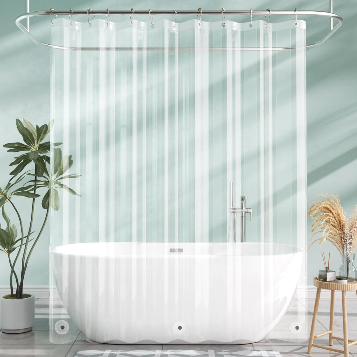 AmazerBath Clear Waterproof Shower Curtain Liner for Dry Bathrooms with Magnets & Grommets