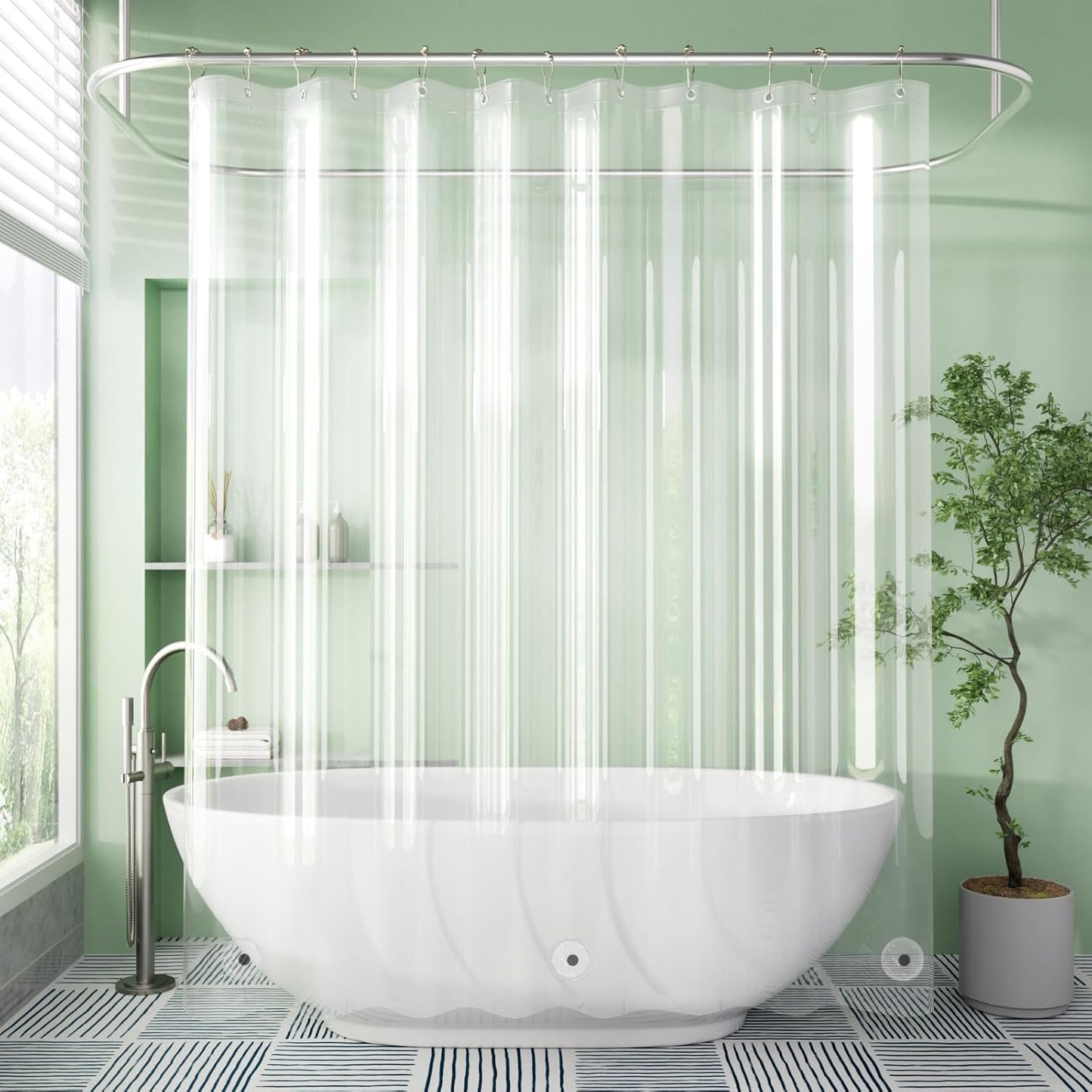 AmazerBath Clear Waterproof Shower Curtain Liner for Dry Bathrooms with Magnets & Grommets