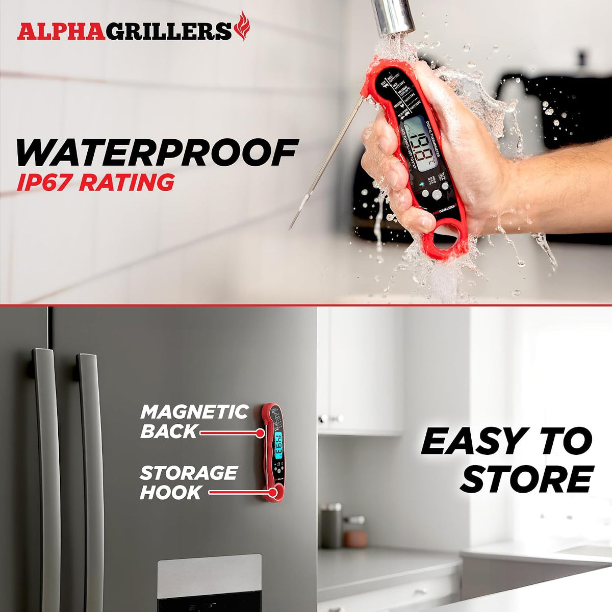 Alpha Grillers Digital Meat Thermometer - Instant Read Cooking Thermometer for Grilling & Baking - Perfect Gift for Dad