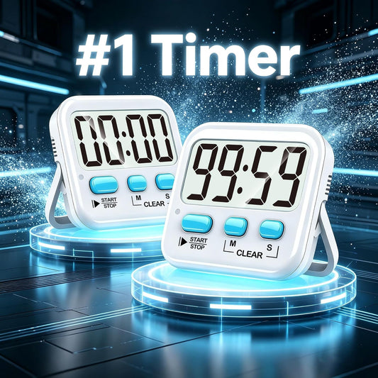 Antonki 2-Pack Digital Timer for Kids & Kitchen Cooking - Loud/Silent Countdown