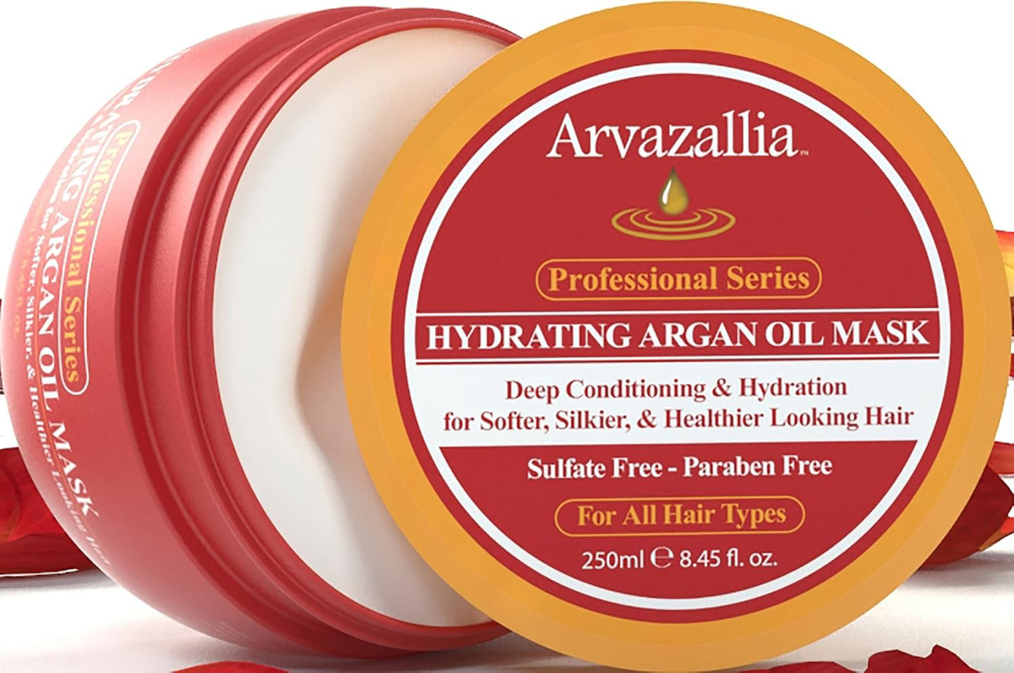 Arvazallia Hydrating Argan Oil Hair Mask - 8.45 Oz Jar for Dry/Damaged Hair